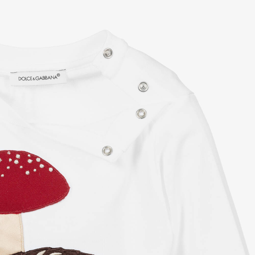 Dolce & Gabbana-Белый хлопковый топ с ежиком | Childrensalon Outlet