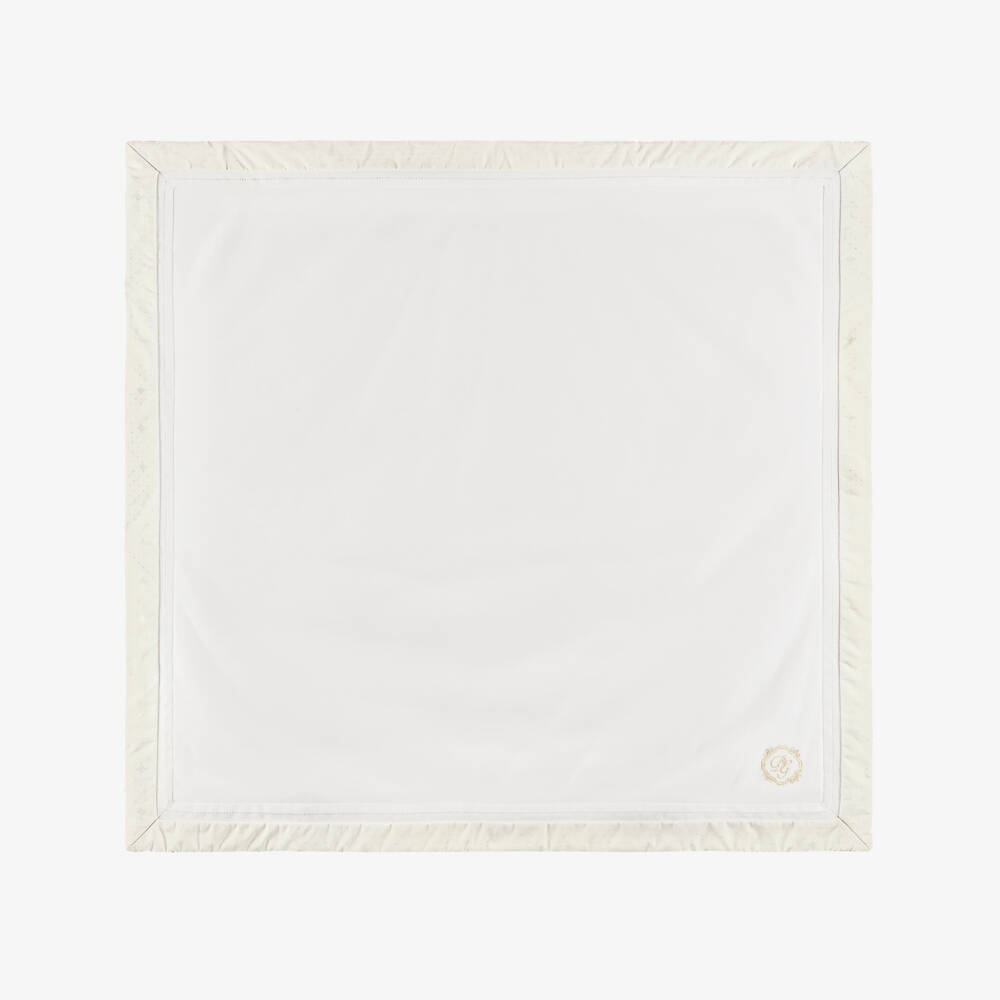 Dolce & Gabbana-White Cotton & Jacquard Embroidered Baby Blanket (75cm) | Childrensalon Outlet