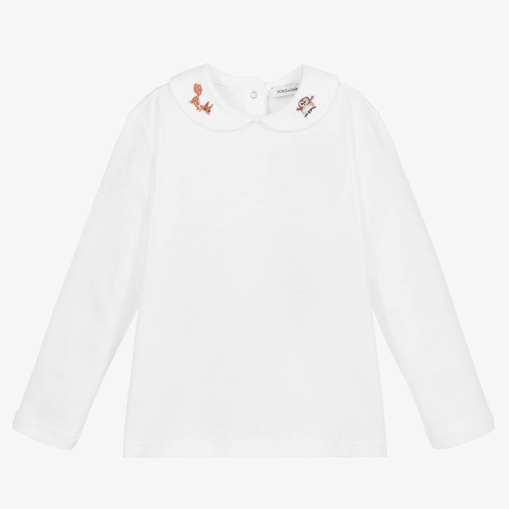 Dolce & Gabbana-White Cotton Jersey Baby Top | Childrensalon Outlet