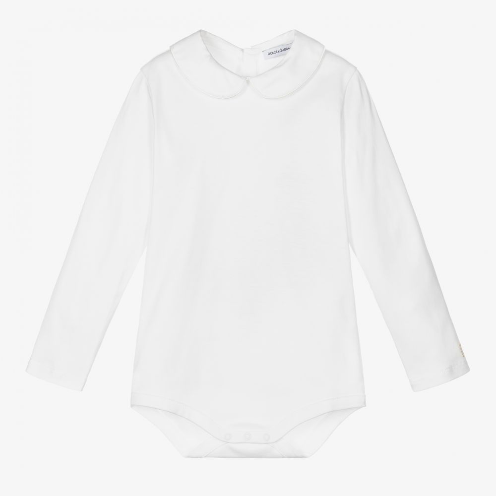 Dolce & Gabbana - أوفرول بادي قطن لون أبيض للأطفال | Childrensalon
