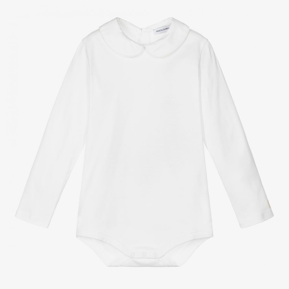 Dolce & Gabbana-White Cotton Jersey Bodysuit | Childrensalon Outlet