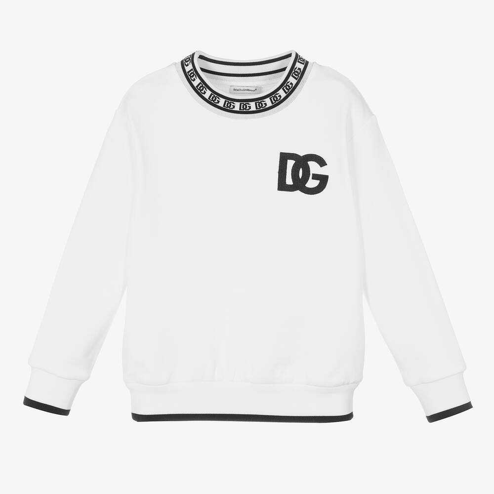 Dolce & Gabbana - White Cotton Logo Sweatshirt | Childrensalon