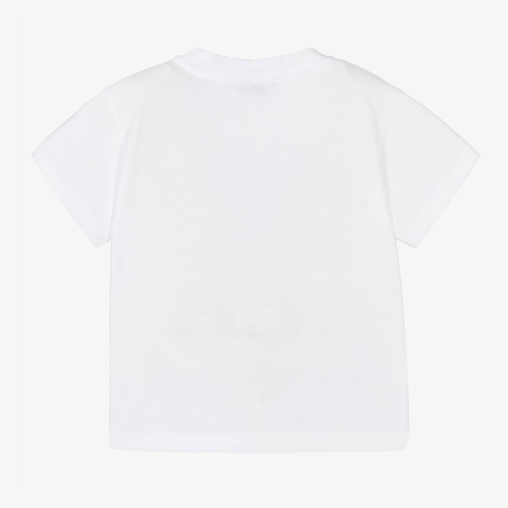 Dolce & Gabbana-White Cotton Milano Logo Baby T-Shirt | Childrensalon Outlet