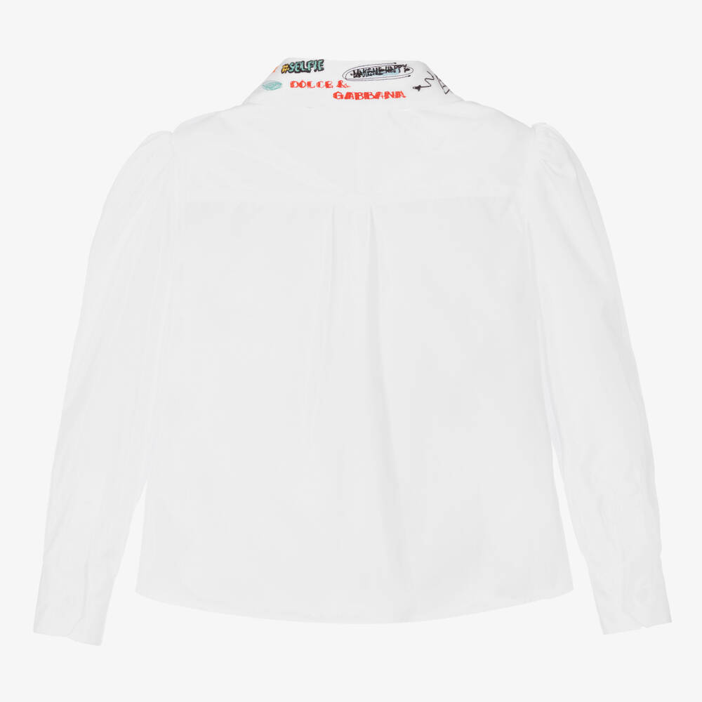 Dolce & Gabbana-White Cotton Smemo Blouse | Childrensalon Outlet