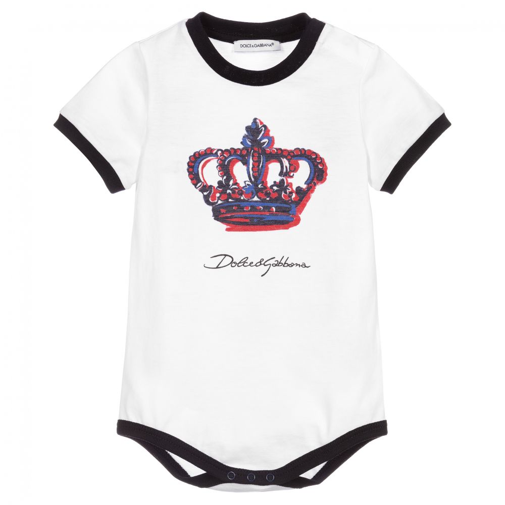 Dolce & Gabbana-Белое боди с короной | Childrensalon Outlet