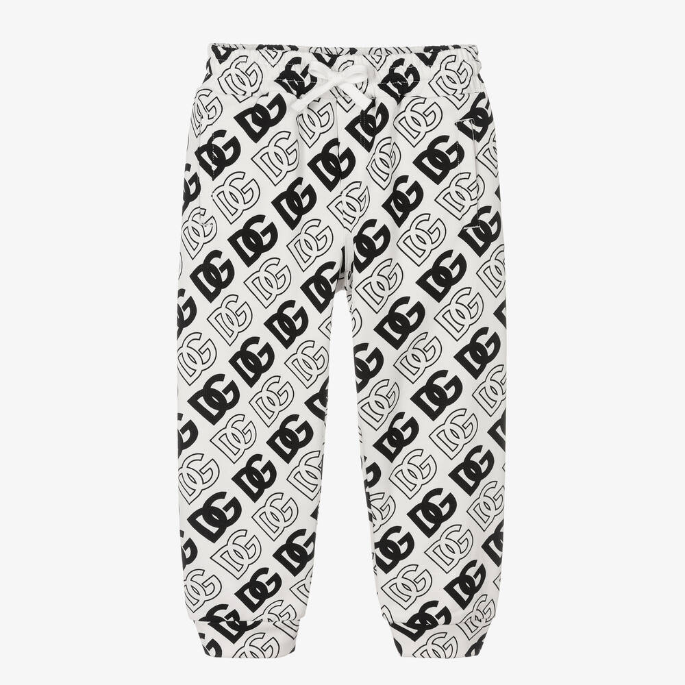 Dolce & Gabbana-Белые джоггеры с принтом DG | Childrensalon Outlet