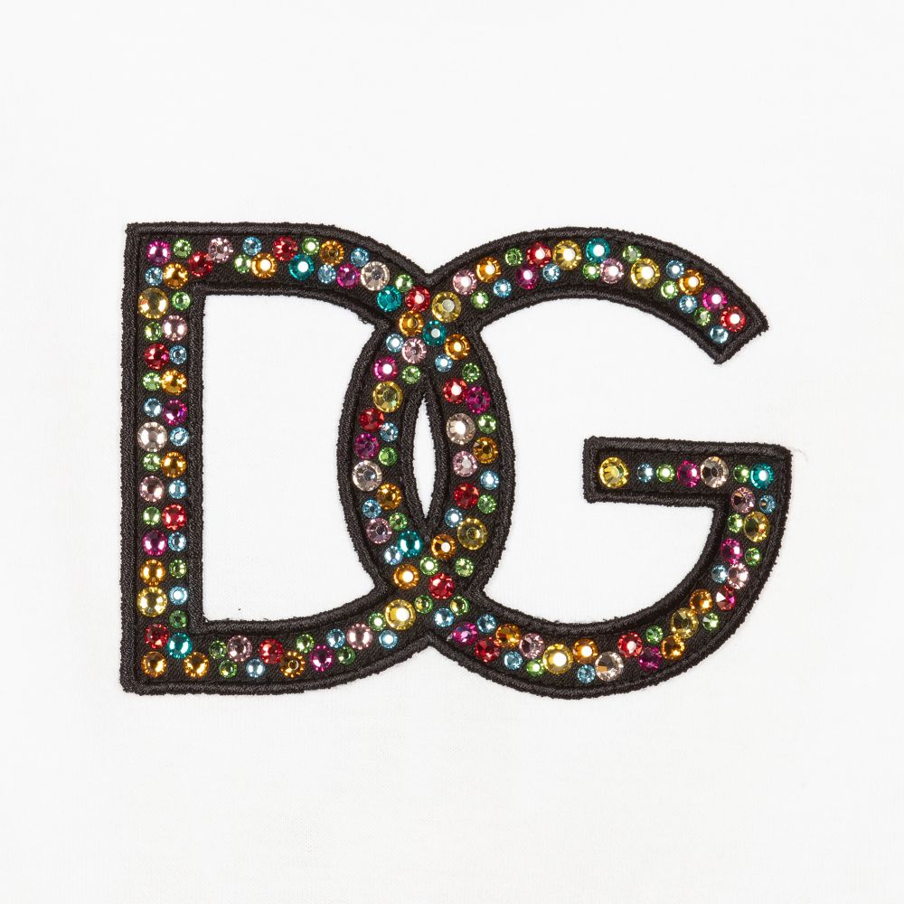 Dolce & Gabbana - White Diamanté Logo T-Shirt
