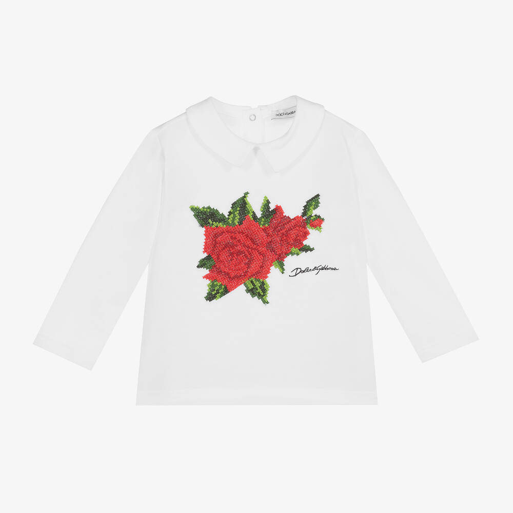Dolce & Gabbana - Haut blanc brodé de roses | Childrensalon