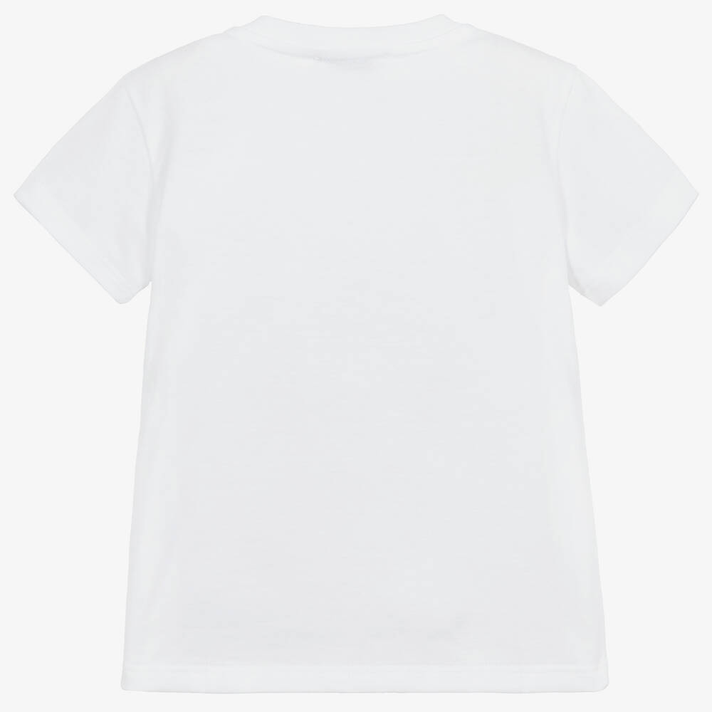 Dolce & Gabbana-Белая футболка с цветочным логотипом | Childrensalon Outlet