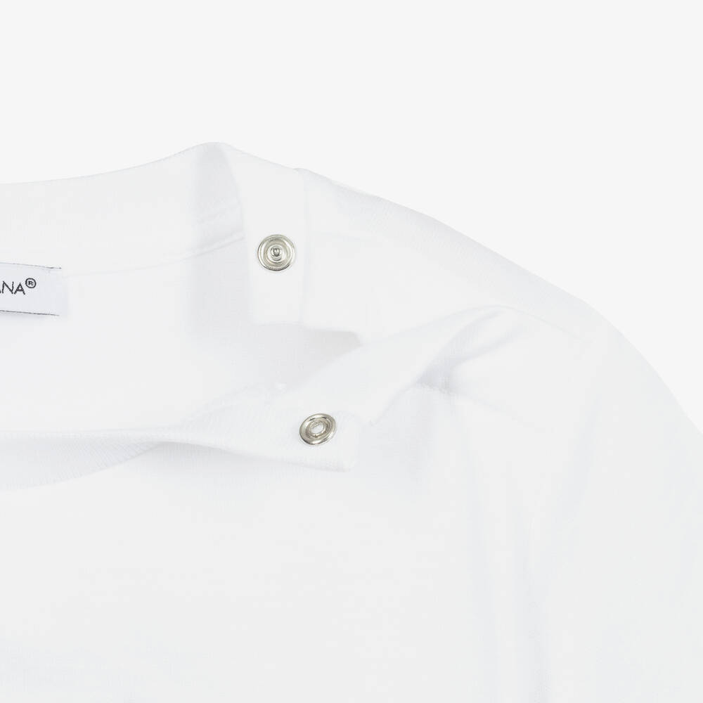 Dolce & Gabbana-Белая футболка с цветочным логотипом | Childrensalon Outlet