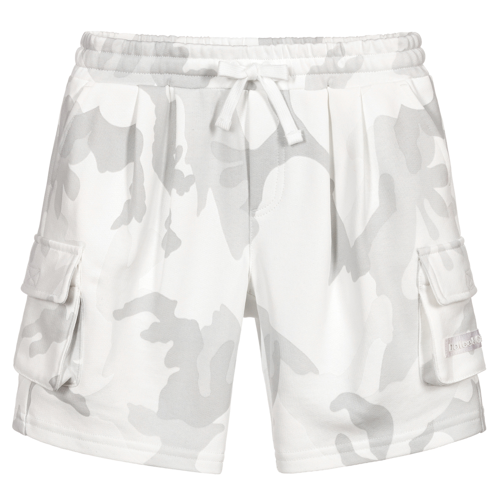 Dolce & Gabbana - Shorts mit Tarnmuster in Weiß und Grau | Childrensalon
