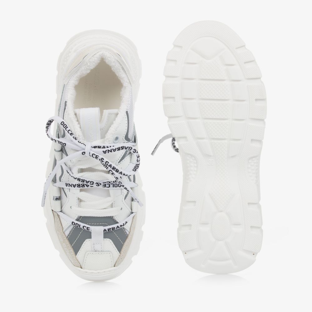 Dolce & Gabbana-White & Grey Space Trainers | Childrensalon Outlet