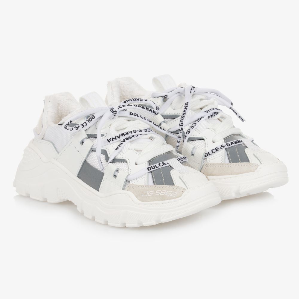 Dolce & Gabbana - White & Grey Space Trainers | Childrensalon