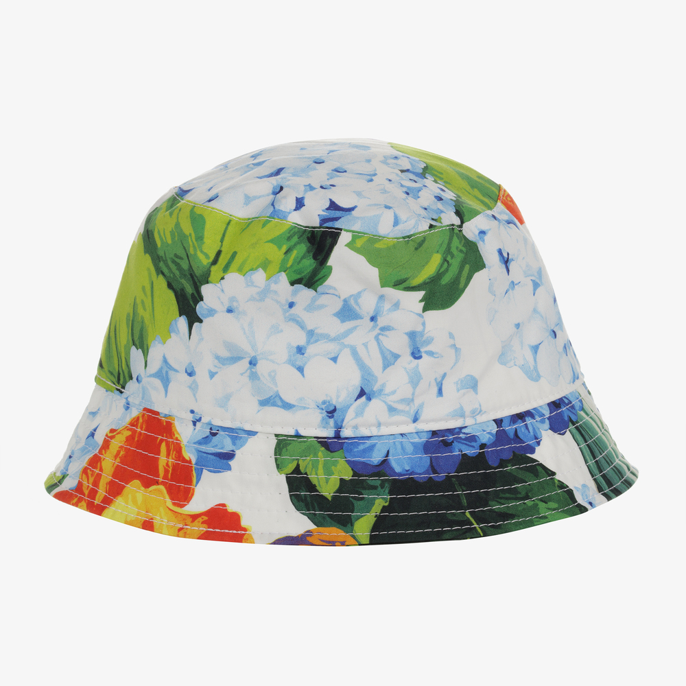 Dolce & Gabbana-White Hydrangea Cotton Hat | Childrensalon Outlet