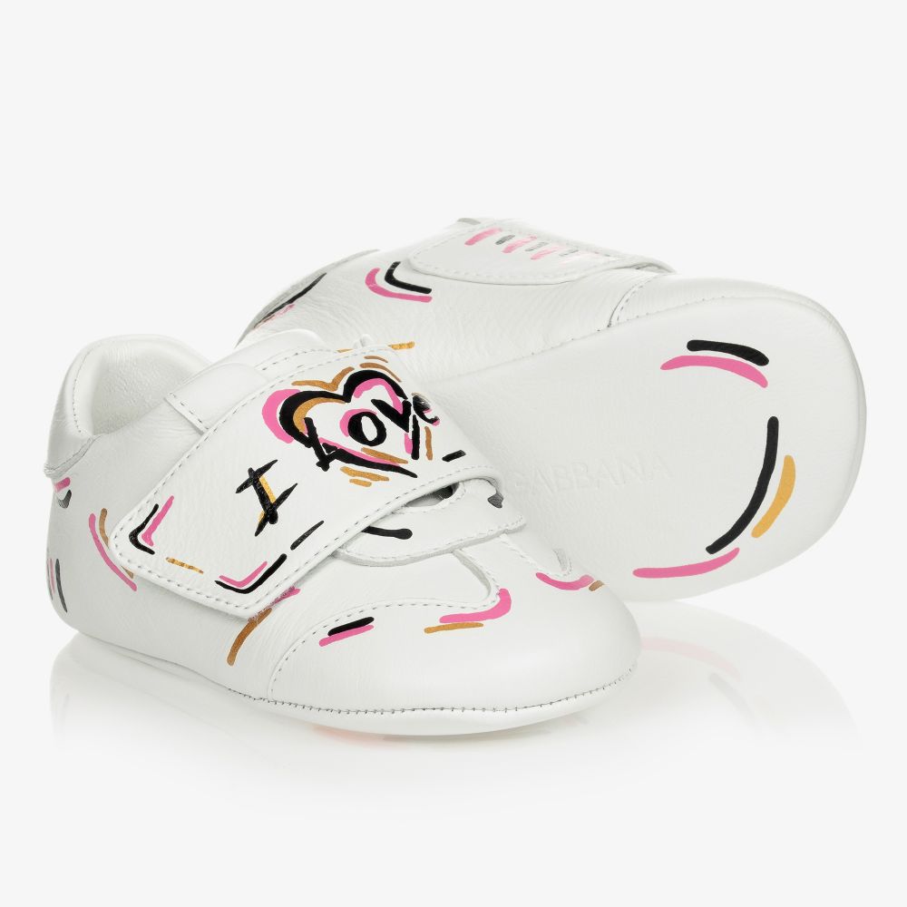 Dolce & Gabbana - Weiße Babyschuhe aus Leder | Childrensalon