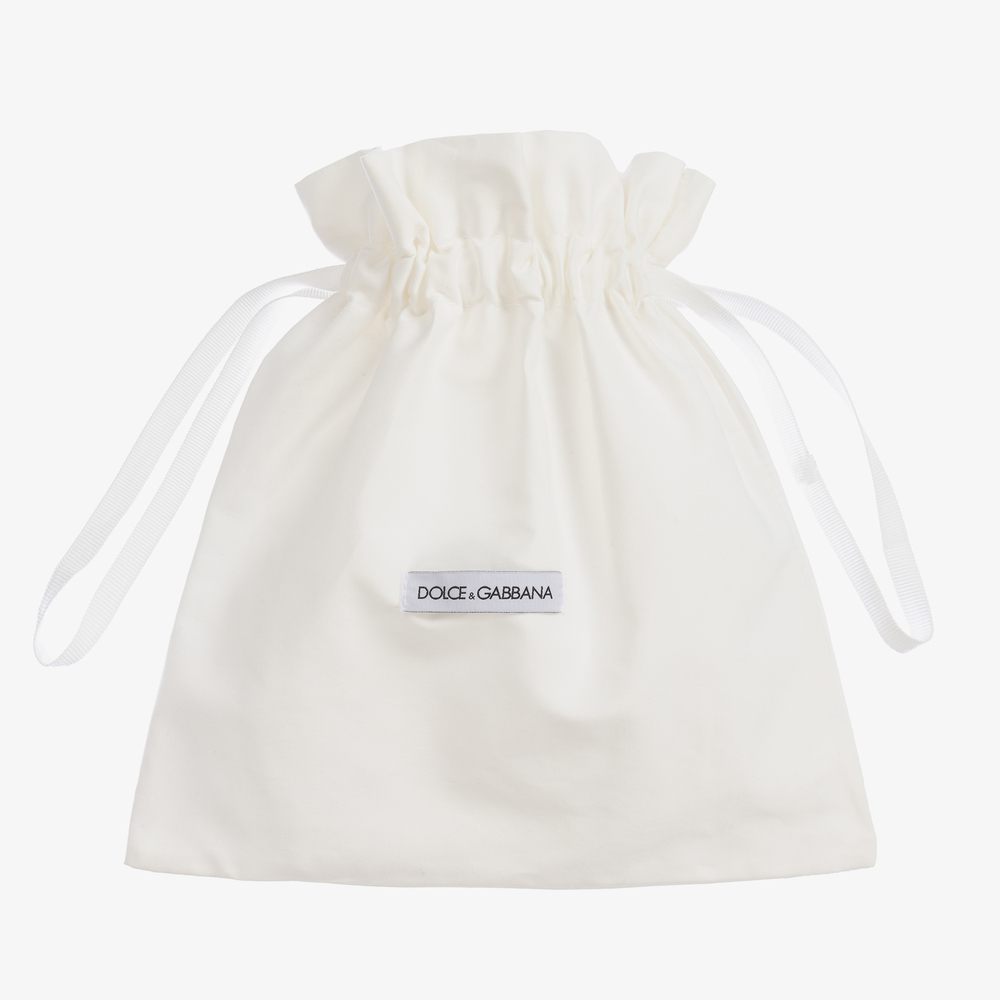 Dolce & Gabbana-Белые кожаные шлепанцы DG | Childrensalon Outlet