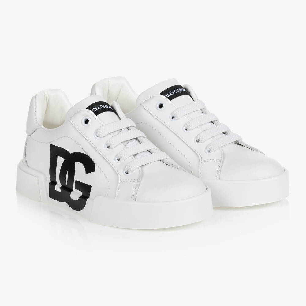 Dolce & Gabbana - White Leather DG Trainers | Childrensalon