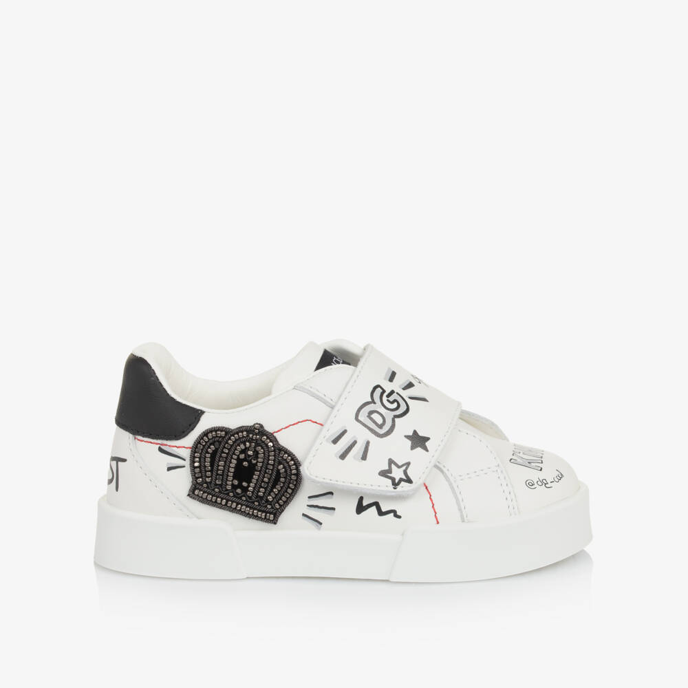 Dolce & Gabbana-White Leather King Doodle Trainers | Childrensalon Outlet