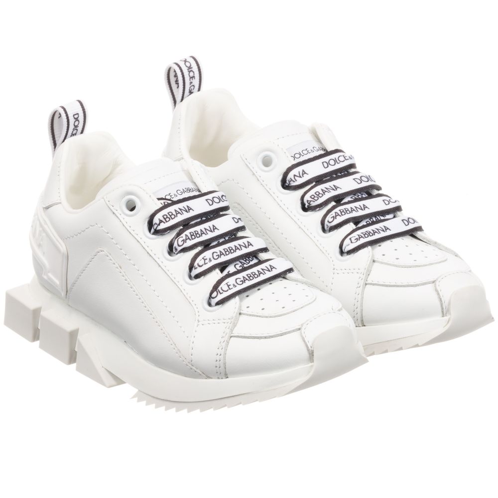 White Leather Logo Trainers 