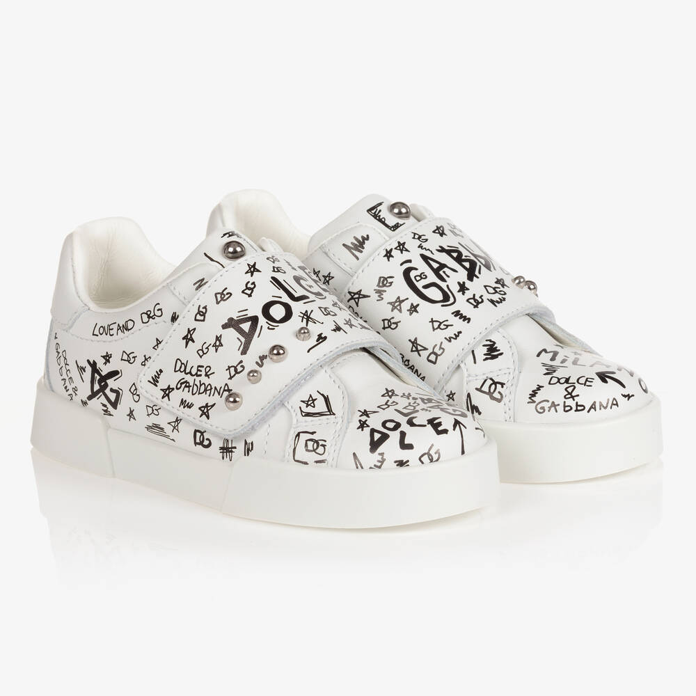 Dolce & Gabbana - Weiße Portofino Leder-Sneakers | Childrensalon