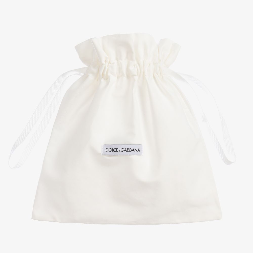 Dolce & Gabbana-Белые кожаные пинетки | Childrensalon Outlet