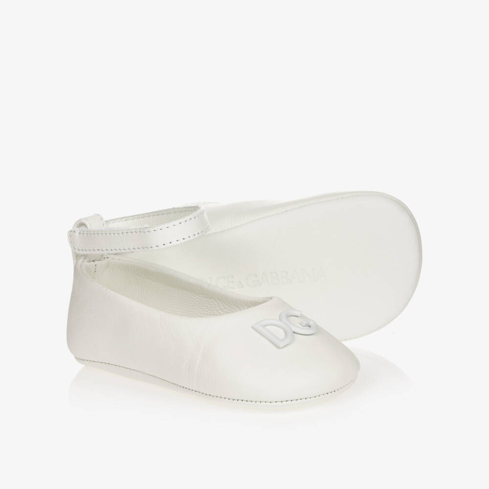 Dolce & Gabbana-White Leather Pre-Walker Shoes | Childrensalon Outlet