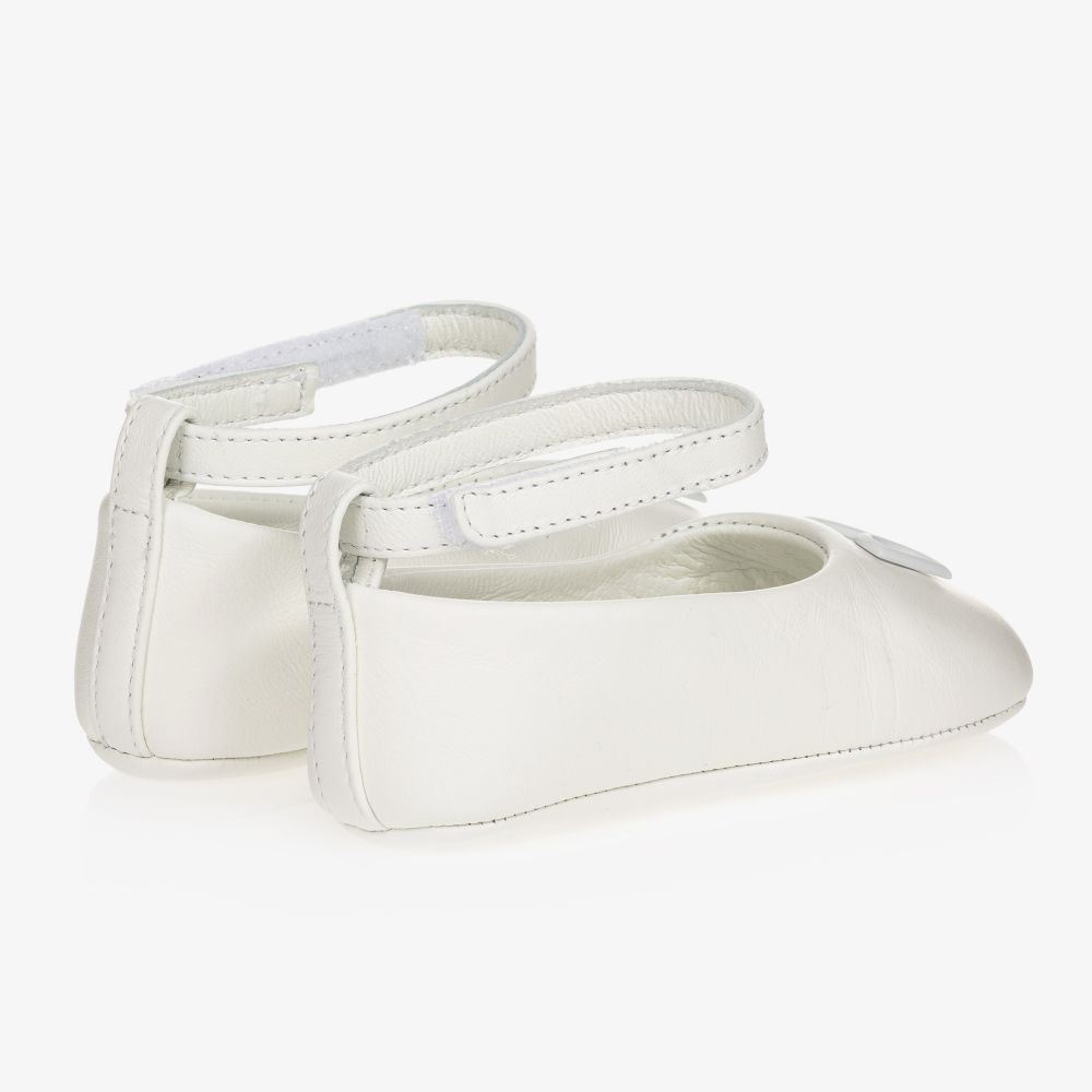 Dolce & Gabbana-Белые кожаные пинетки | Childrensalon Outlet