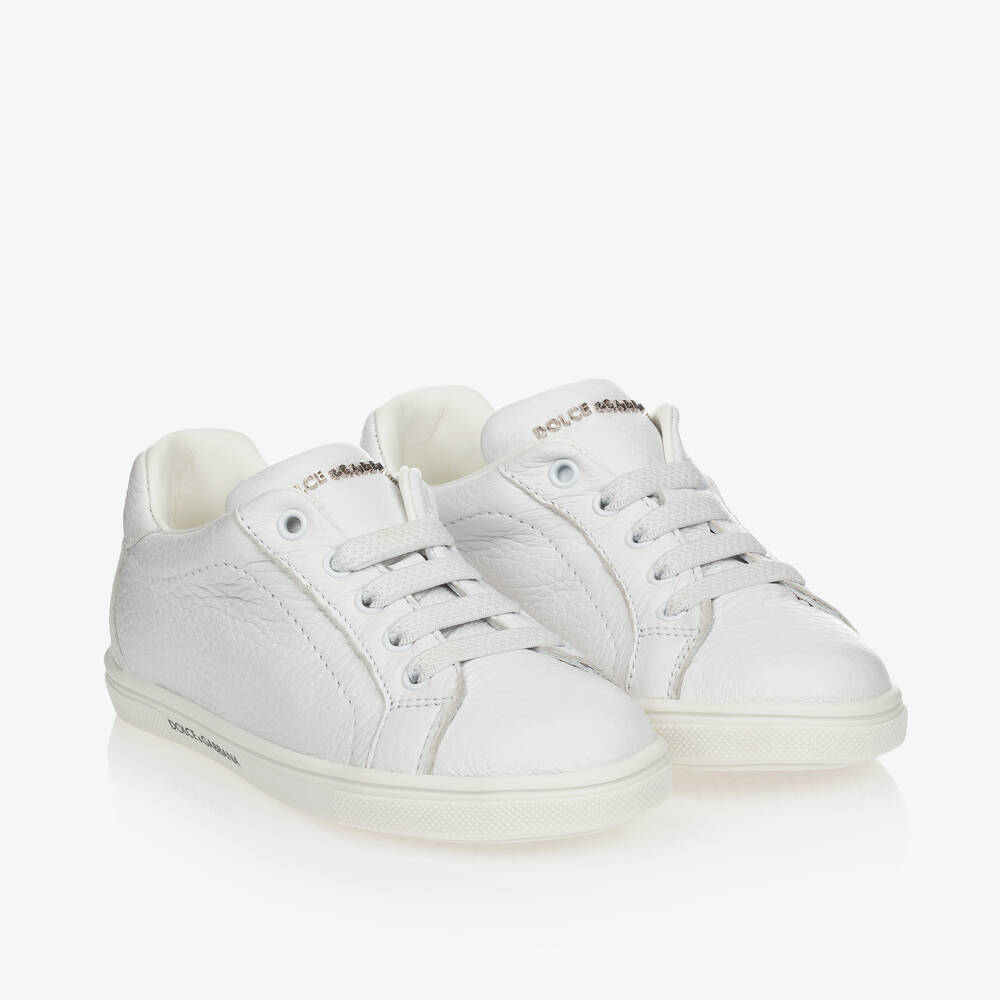 Dolce & Gabbana - White Leather Trainers | Childrensalon