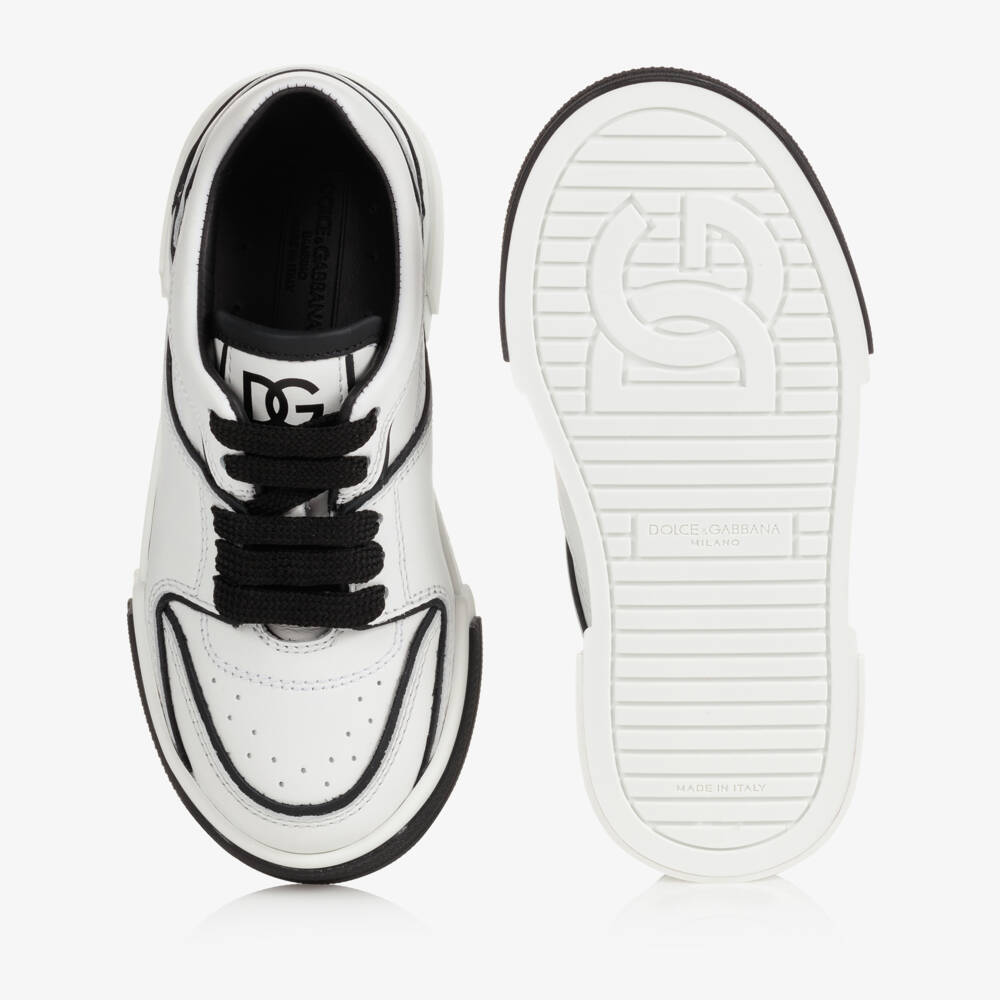 Dolce & Gabbana-ترينرز جلد لون أبيض للأولاد | Childrensalon Outlet