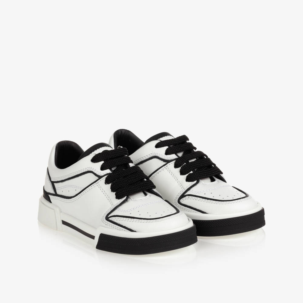Dolce & Gabbana-ترينرز جلد لون أبيض للأولاد | Childrensalon Outlet