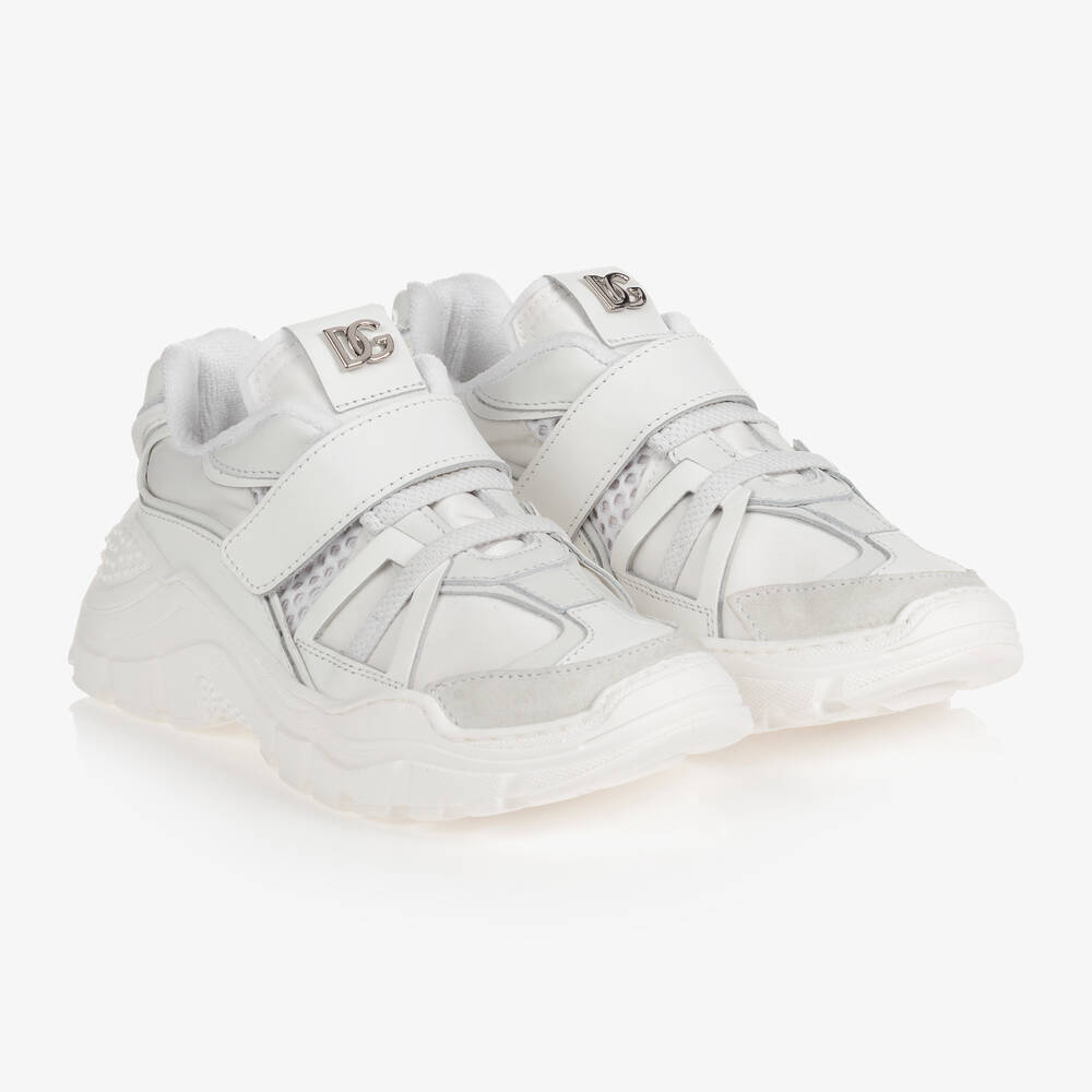 Dolce & Gabbana - White Leather Trainers | Childrensalon