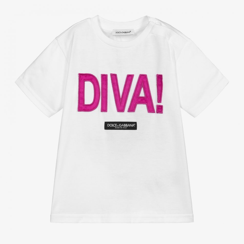 Dolce & Gabbana-White Logo Baby T-Shirt  | Childrensalon Outlet