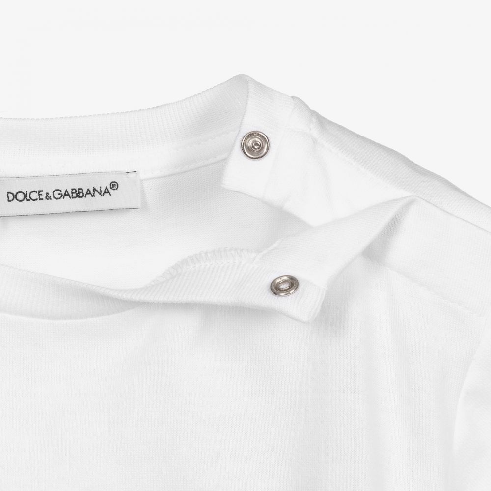 Dolce & Gabbana-White Logo Baby T-Shirt | Childrensalon Outlet