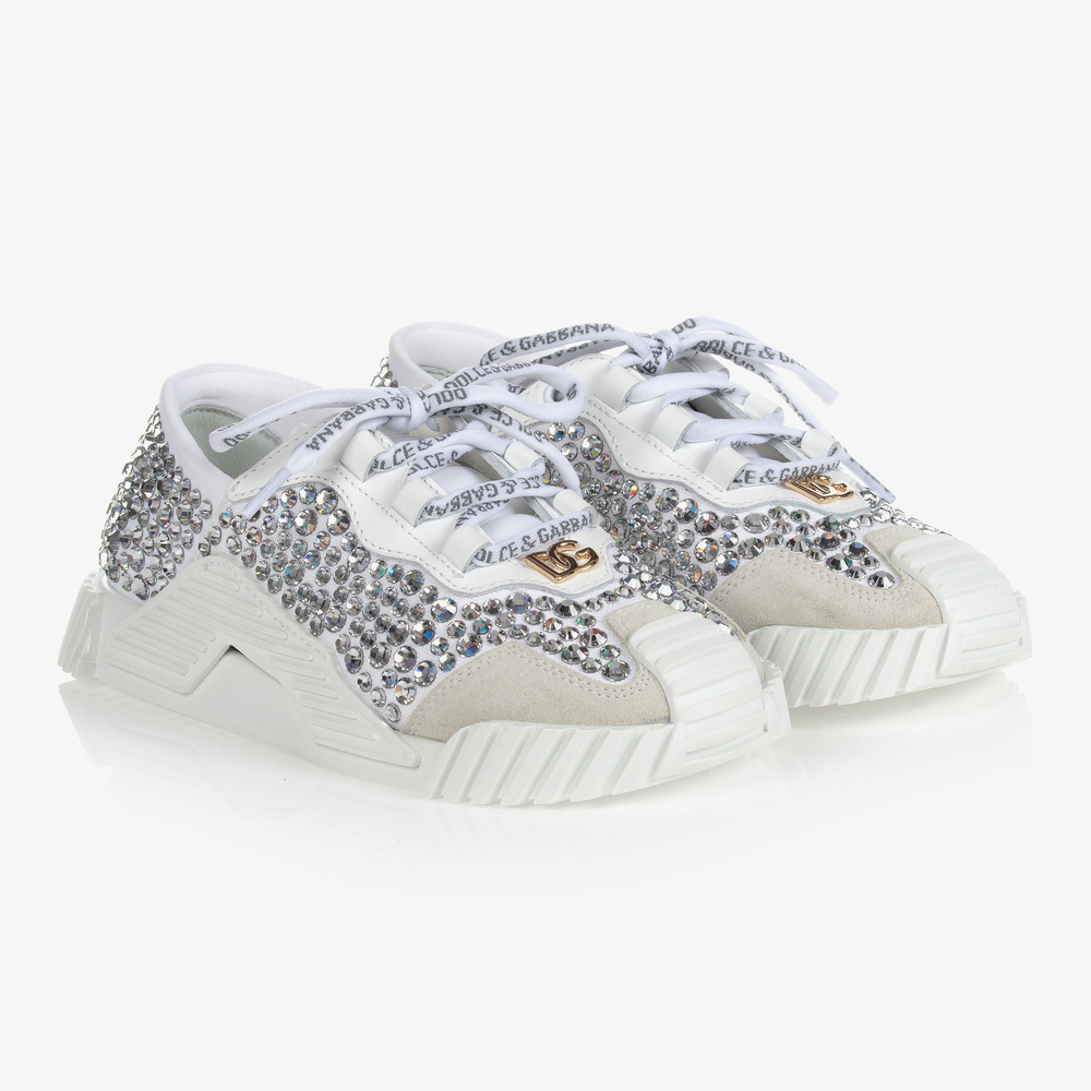 Dolce & Gabbana - Weiße NS1 Sneakers mit Strass | Childrensalon