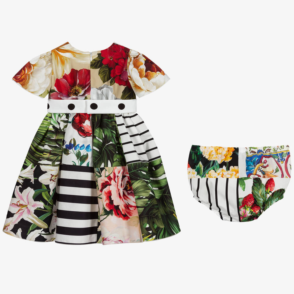 Dolce & Gabbana-Белое платье в стиле пэчворк для малышей | Childrensalon Outlet