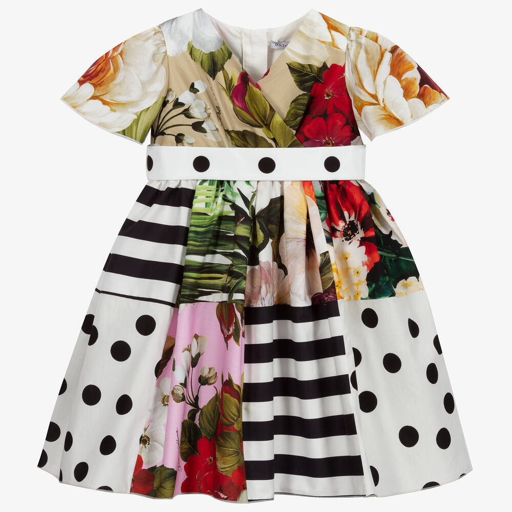 Dolce & Gabbana - Белое платье в стиле пэчворк для малышей  | Childrensalon