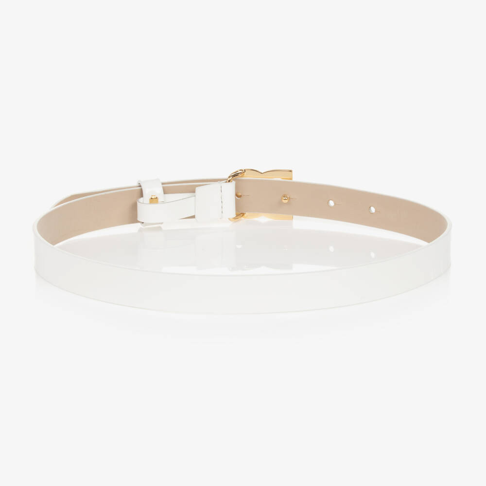 Dolce & Gabbana-White Patent Leather DG Logo Belt | Childrensalon Outlet