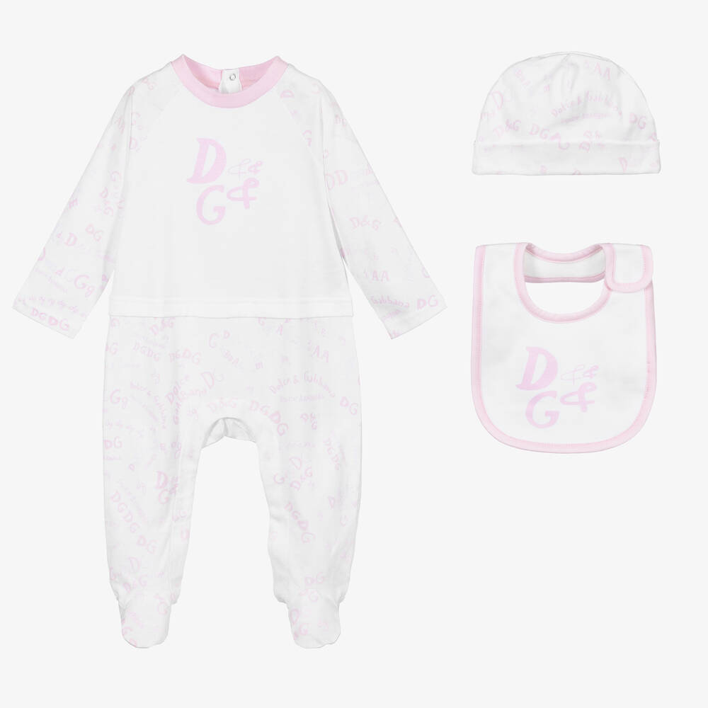 Dolce & Gabbana - White & Pink Babygrow Gift Set | Childrensalon