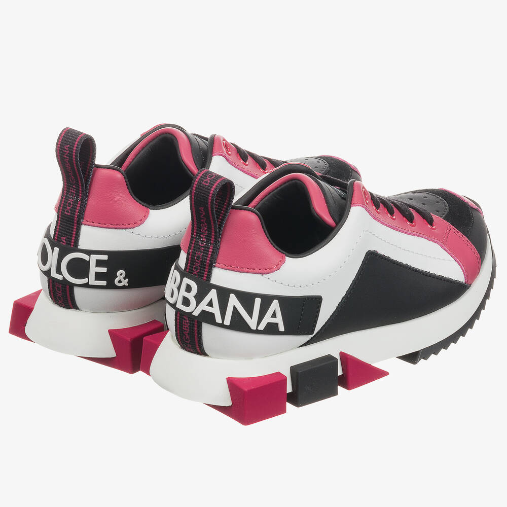 Dolce Gabbana White Pink Leather Trainers