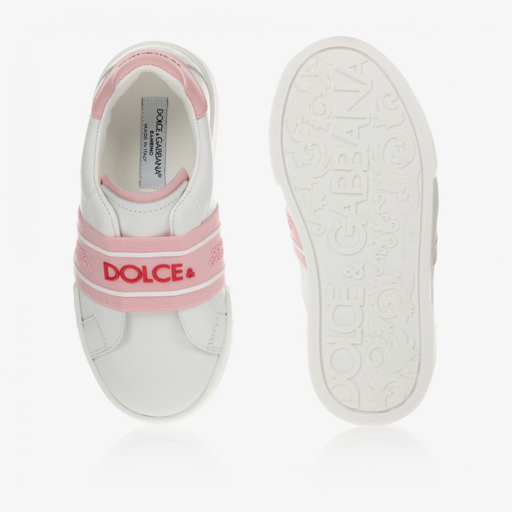 dolce and gabbana white and pink trainers