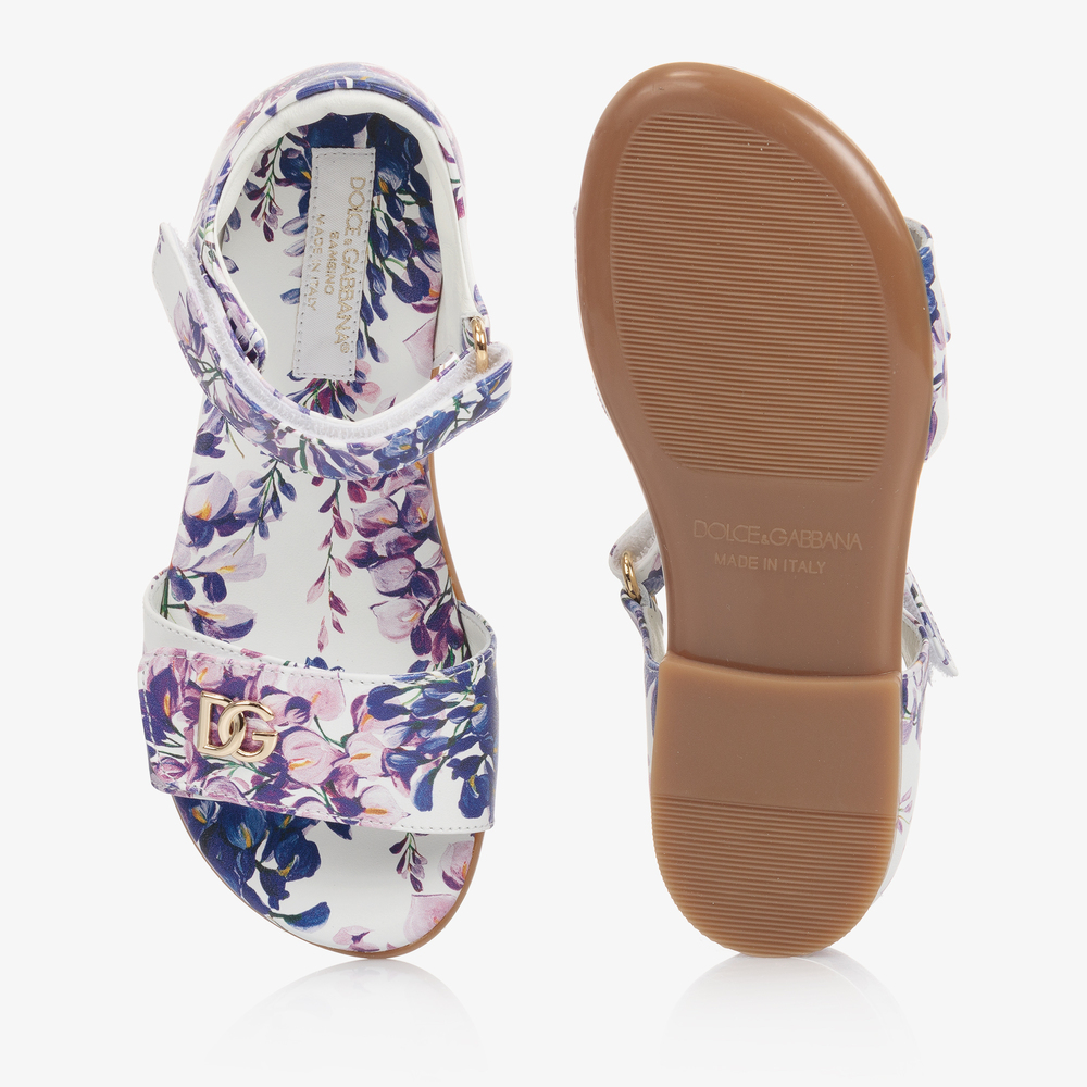 Dolce & Gabbana-White & Purple Floral Sandals | Childrensalon Outlet