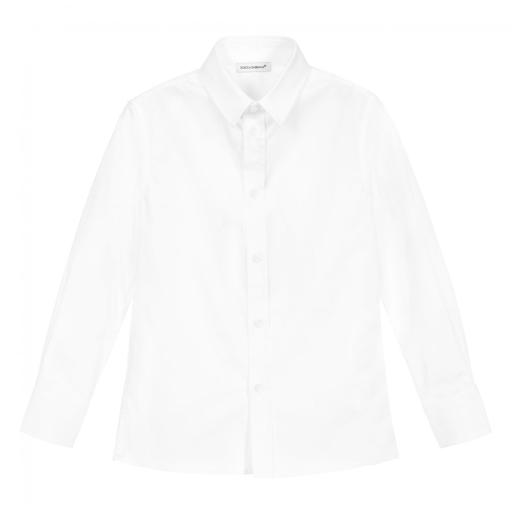Dolce & Gabbana - White Stretch Cotton Shirt | Childrensalon Outlet
