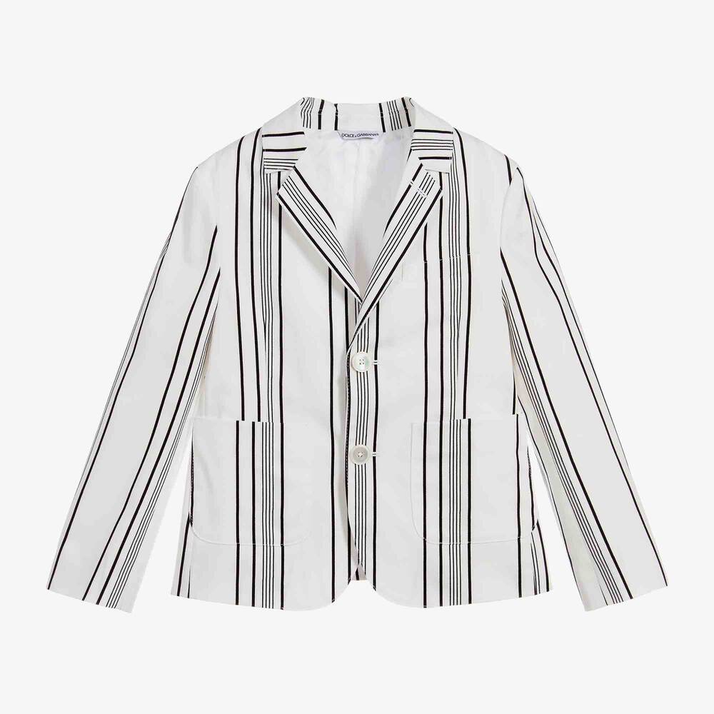 Dolce & Gabbana - White Striped Cotton Blazer