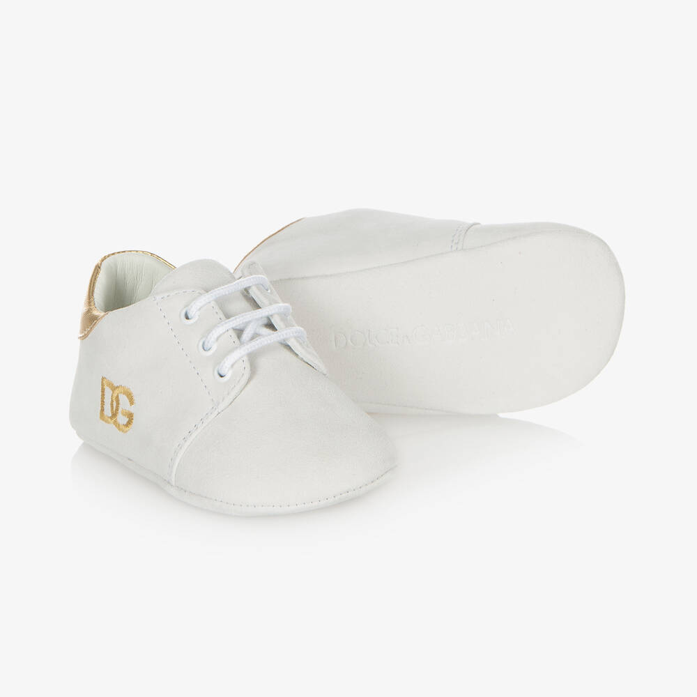 Dolce & Gabbana - Weiße Wildlederschuhe für Babys | Childrensalon