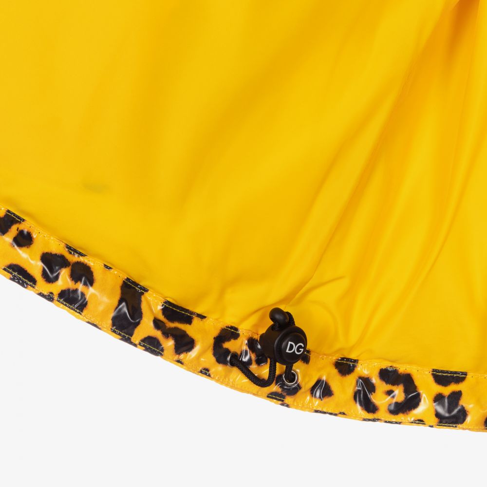 Dolce & Gabbana-Желтый пуховик с леопардовым принтом | Childrensalon Outlet