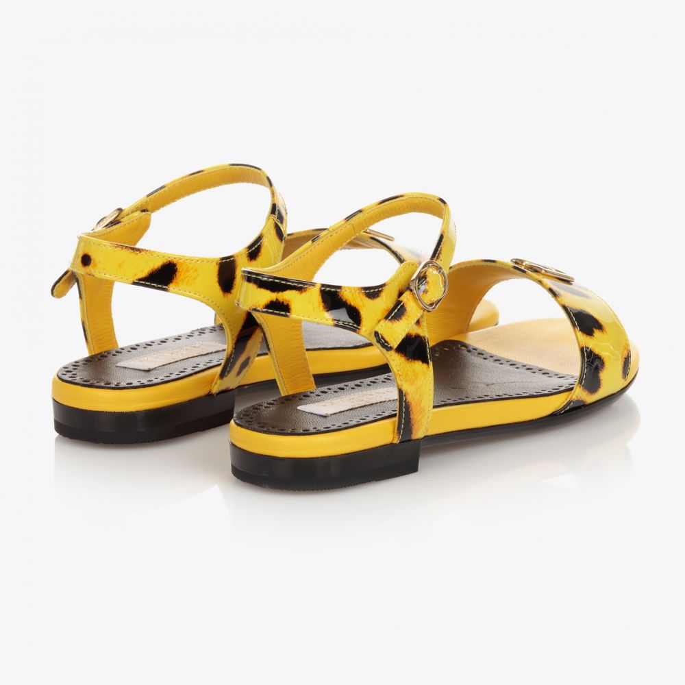 Dolce & Gabbana-Yellow Leopard Leather Sandals | Childrensalon Outlet