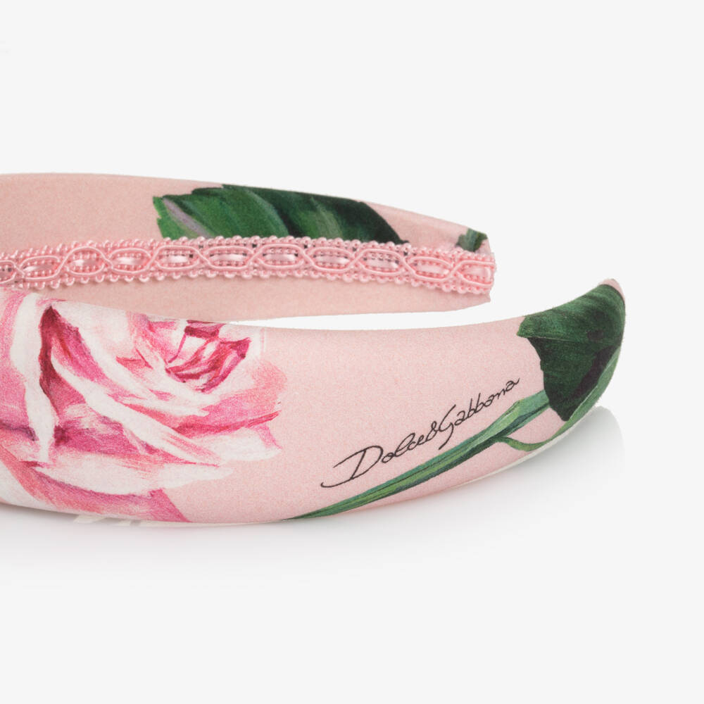 Dolce & Gabbana-Young Ladies' Floral Pink Headband | Childrensalon Outlet