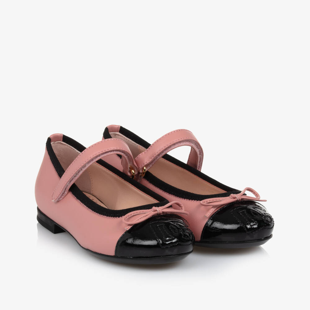 Dolce & Gabbana-Young Ladies Rosy & Noir Leather Flats | Childrensalon Outlet