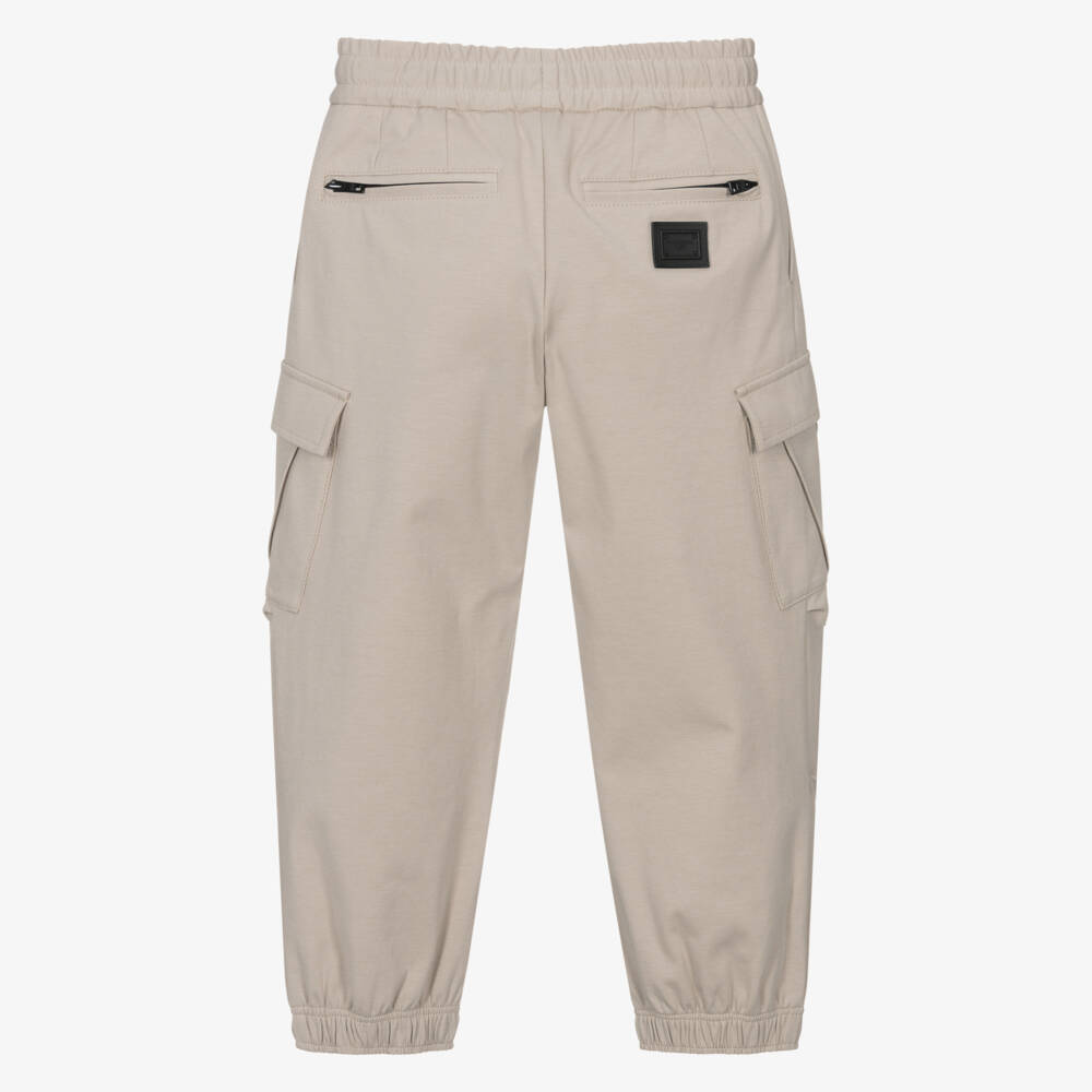 Dolce & Gabbana-Бежевые стрейчевые брюки карго для подростков | Childrensalon Outlet