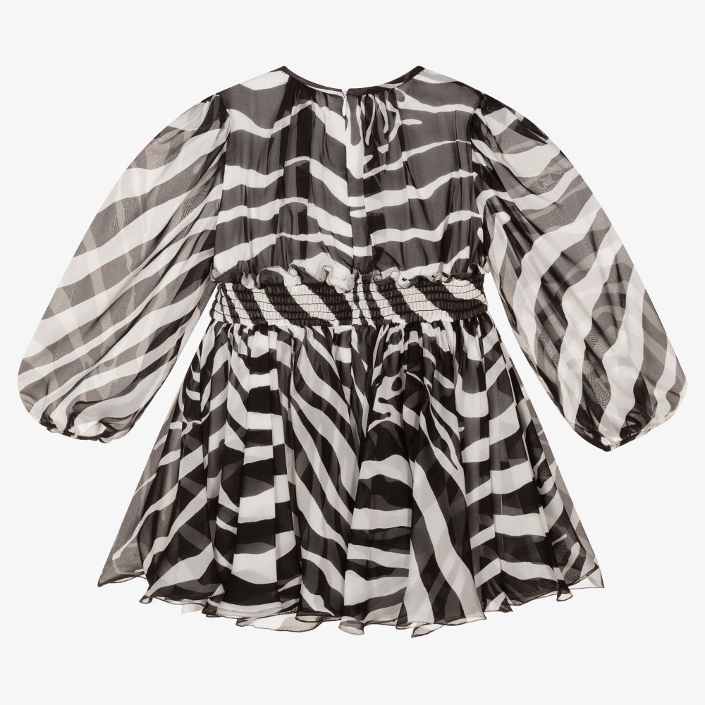 Dolce & Gabbana-Платье из шелка и шифона с принтом под зебру | Childrensalon Outlet